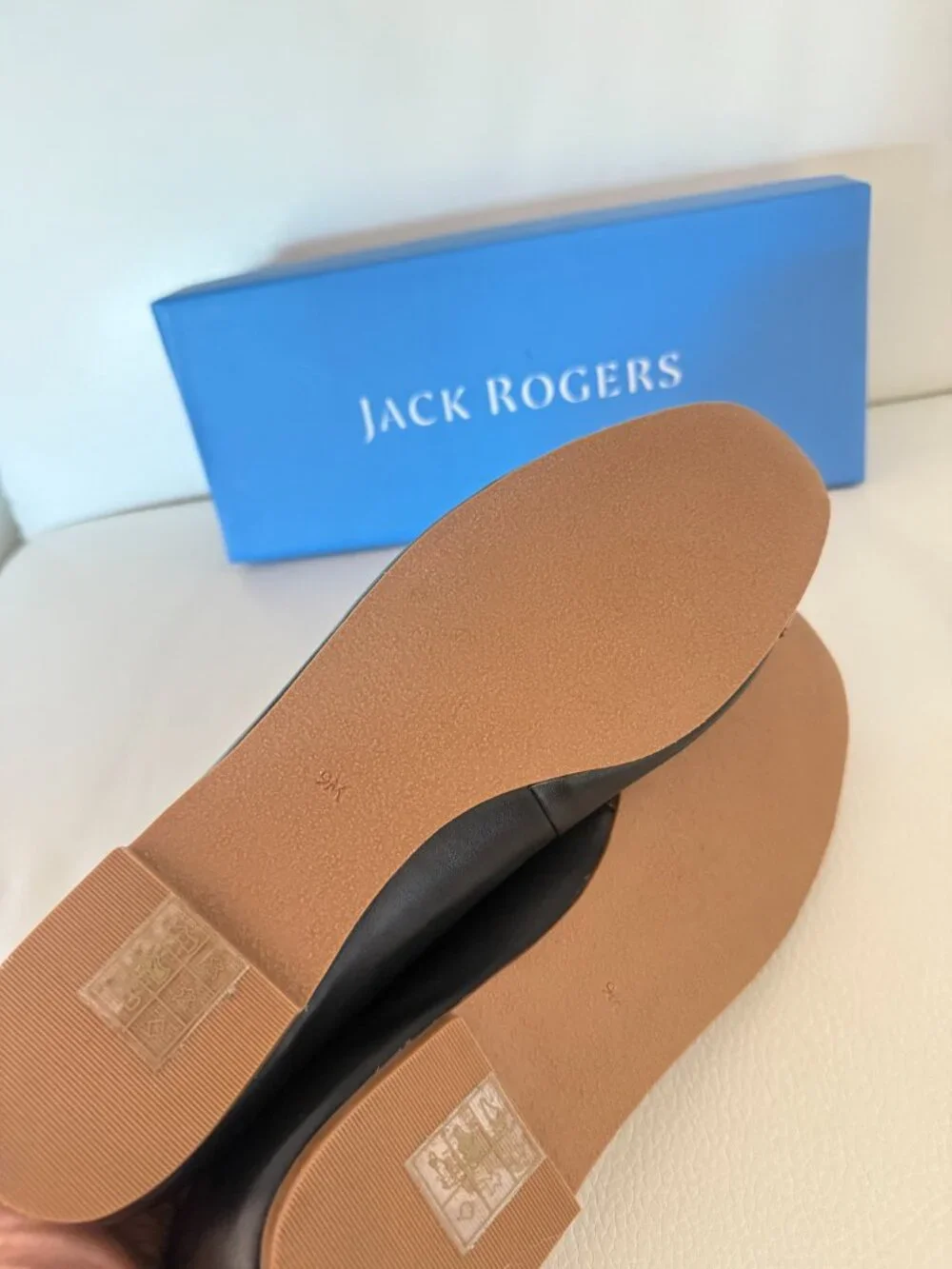 NIB JACK ROGERS KENLYN CAP TOE BALLET SHOES BLACK LEATHER / PATENT LEATHER 9
